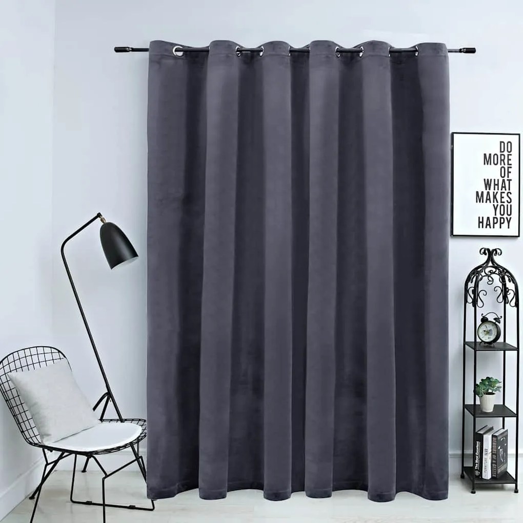 vidaXL antracitszürke bársony sötétítőfüggöny fémkarikákkal 290x245 cm