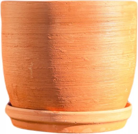 Kerámia agyag kaspó 12 cm-es állvánnyal. Természetes terrakotta Pl