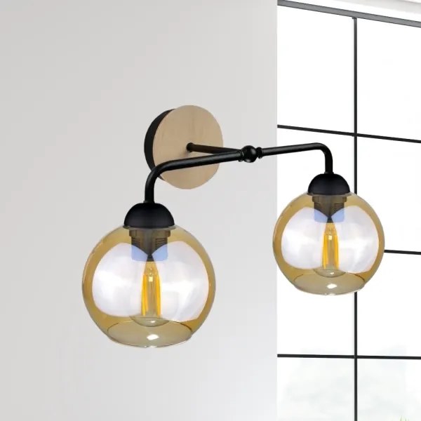 Fali lámpa MELLE WOOD 2xE27/60W/230V