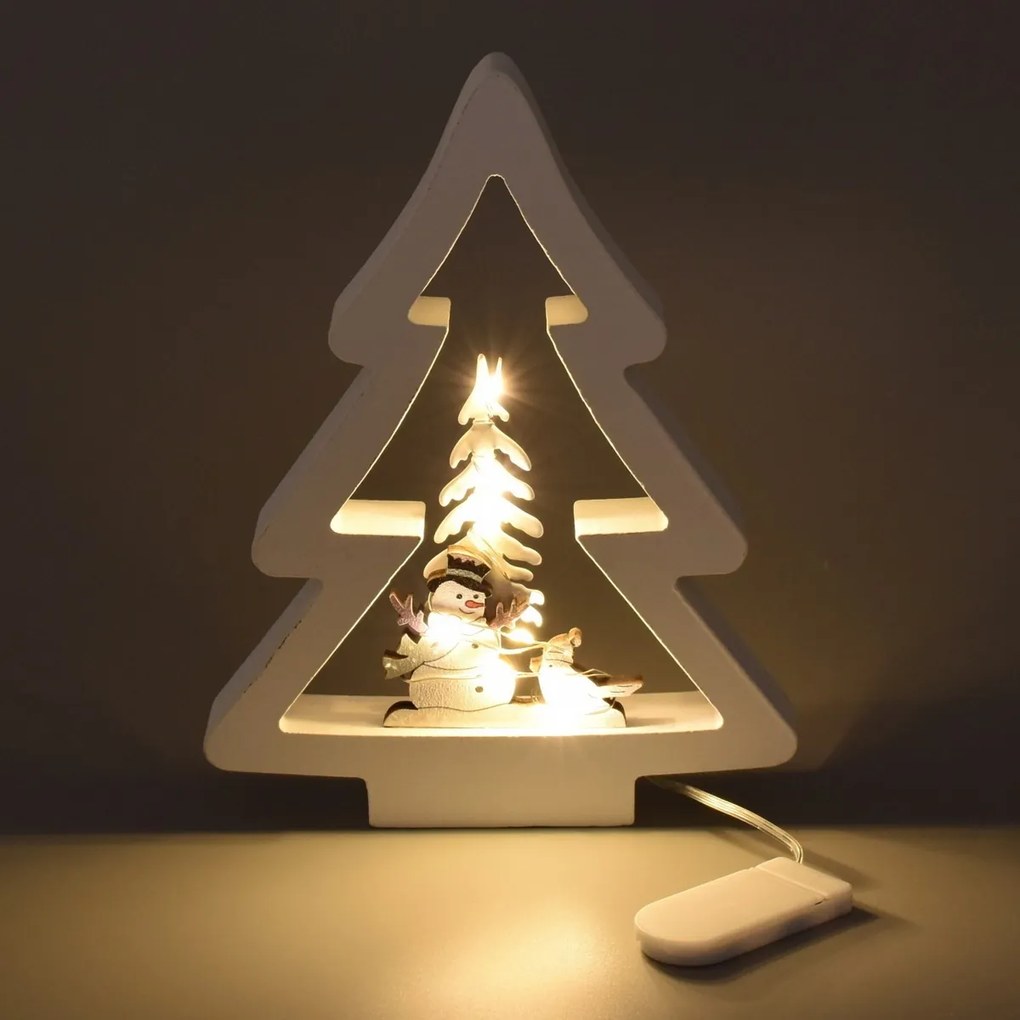 Karácsonyi LED dekoráció Fa, 14,5 x 19 cm , melegfehér