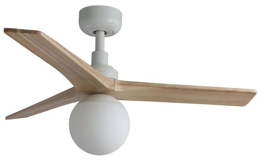 FARO Barcelona FARO 34281-11L - Mennyezeti ventilátor KLIM S 1xE27/15W/230V fenyő/fehér + távirányító FA34281-11L