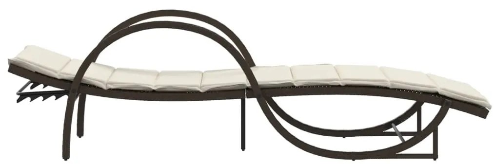 Barna polyrattan napozóágy párnával 60 x 199 x 42 cm
