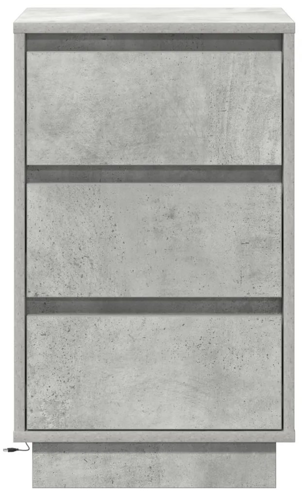Éjjeli Szekrény LED világítással Beton Szürke 39x34.5x65 cm Szerelt Fa