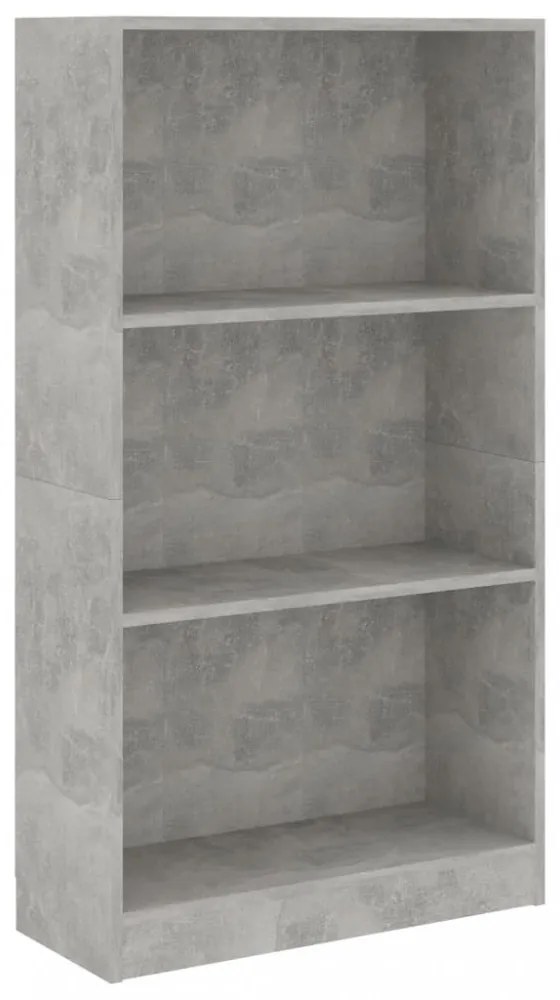 3 szintes betonszürke szerelt fa könyvszekrény 60x24x109 cm