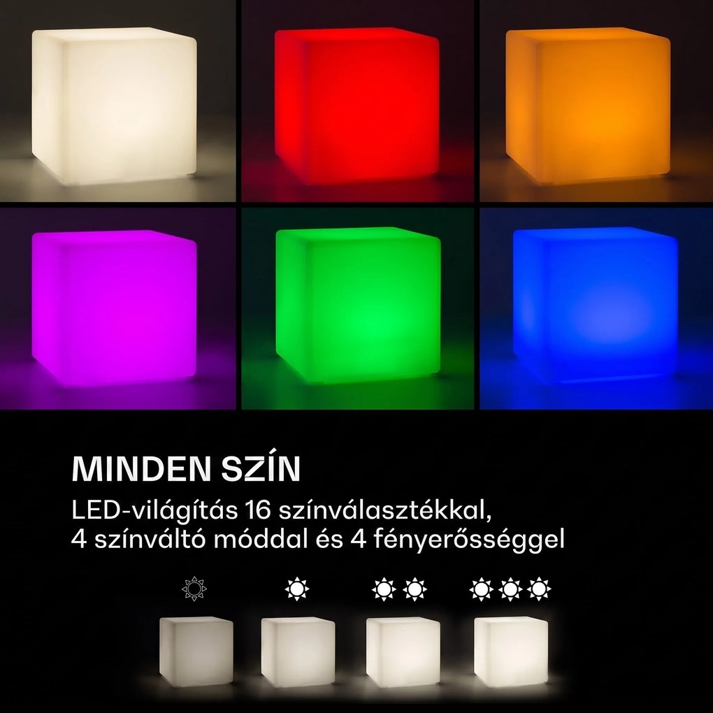 Blumfeldt Shinecube XL világító kocka 40x40x40 cm 16 színű LED, 4 világítási mód, fehér