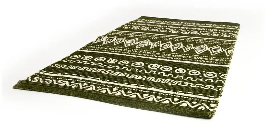 Ethnic zöld-fehér pamut szőnyeg, 55 x 110 cm - Webtappeti