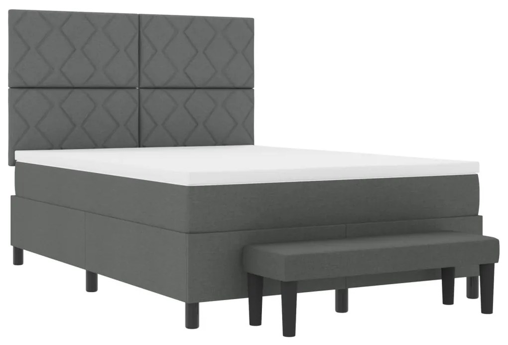 Box Spring Ágy Matraccal és Pad Sötétszürke 140x190 cm Szövet