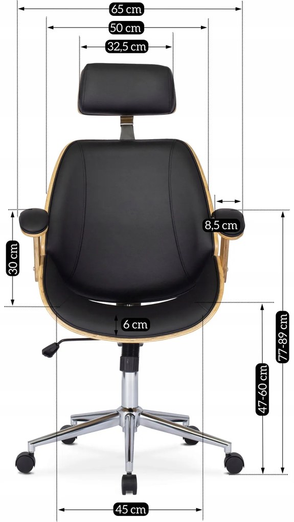 Fotel Dąb Złoty FABIAN Dąb Złoty/Czarny Ekoskóra