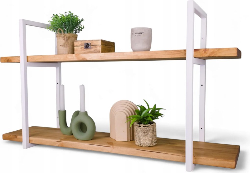 Fali polc Könyvespolc fehér akasztós skandináv Loft fali állvány 120cm