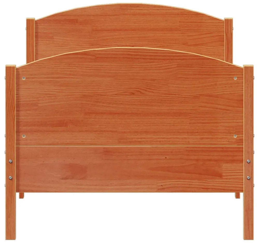 viaszbarna tömör fenyőfa ágy matrac nélkül 75 x 190 cm