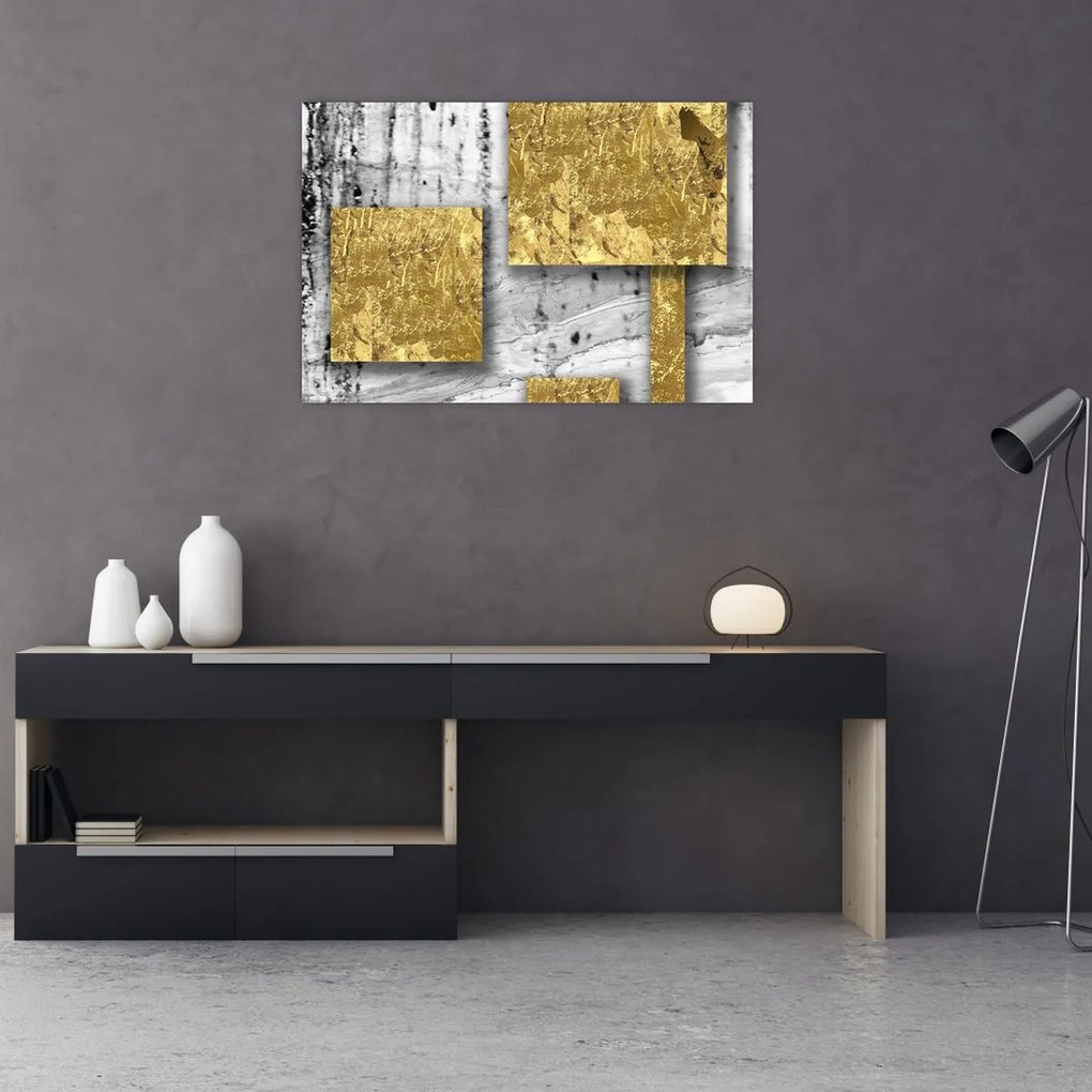 Kép - Arany négyzetek N⁰3 (90x60 cm)