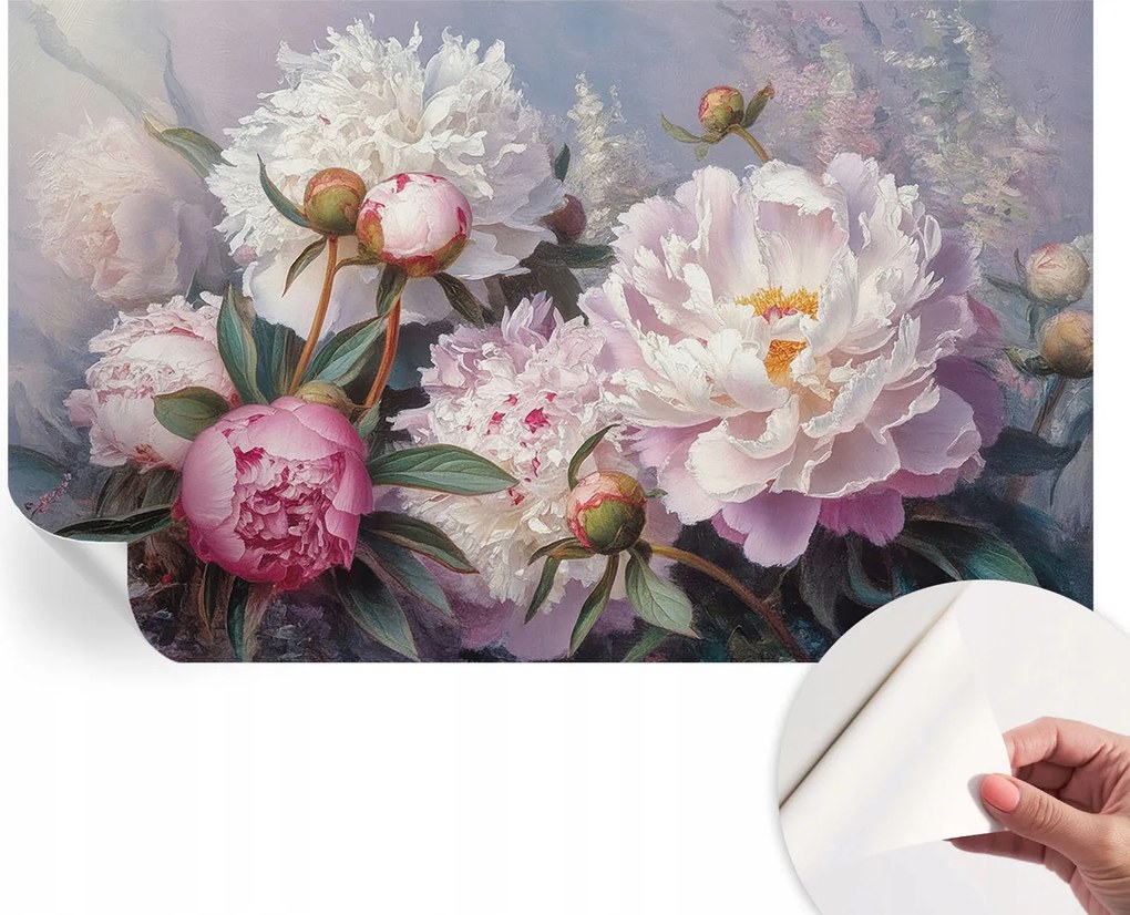 Öntapadós fali fotótapéta Hálószobába Bazsarózsa csokor 416x254 cm