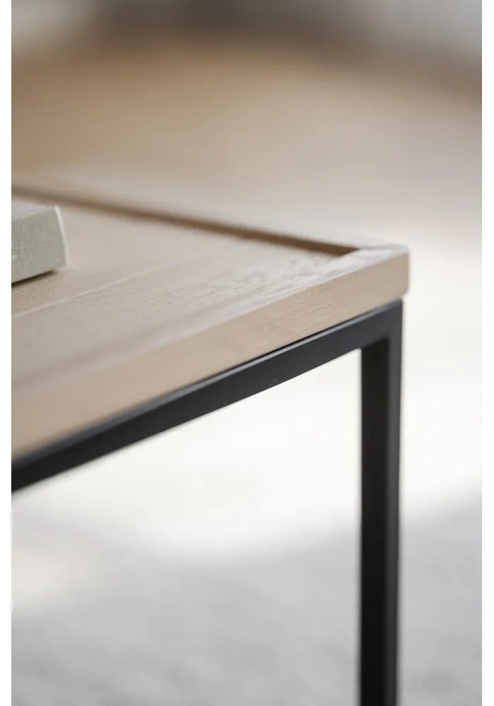 Natúr színű dohányzóasztal tölgyfa asztallappal ø 80 cm Deerfield – Rowico