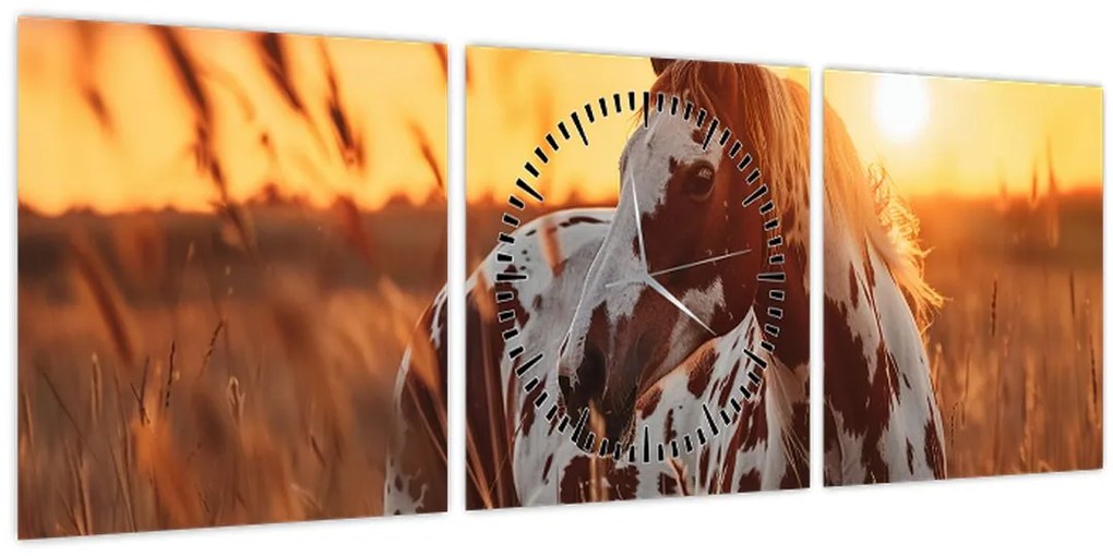Kép - Ló naplementében (órával) (90x30 cm)