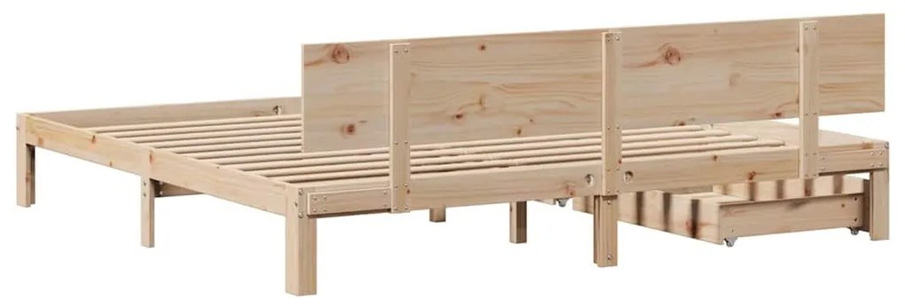 tömör fenyőfa ágykeret fiókokkal 200 x 200 cm