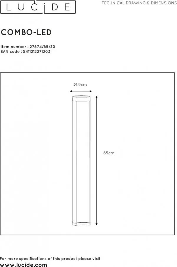 LUCIDE 27874-65-30 COMBO Modern Kültéri Állólámpa LED IP54