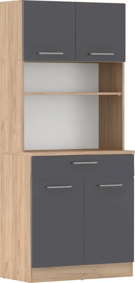 Négyajtós szekrény, artisan tölgy/grafit, DOMIS NEW