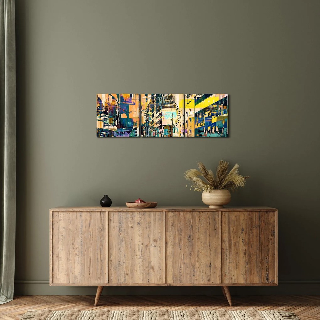 Kép - Festett absztrakció (órával) (90x30 cm)