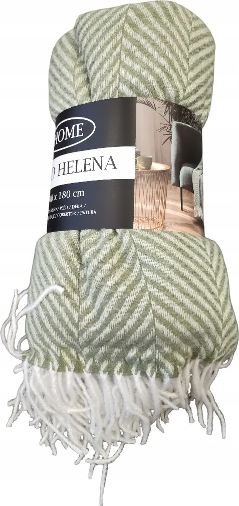 Pléd Takaró Puha Meleg Halszálka Mintás Rojtokkal 180 cm x 140 cm Zöld