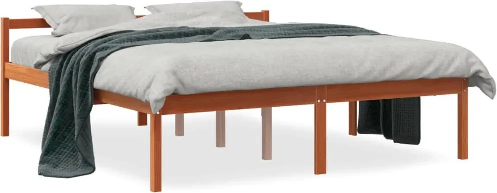 Viaszbarna tömör fenyőfa időseknek való ágy 150 x 200 cm