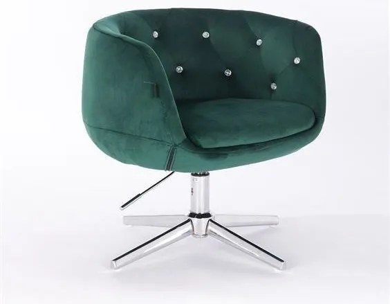 HR333CROSS Sötétzöld velur modern szék krómozott lábbal