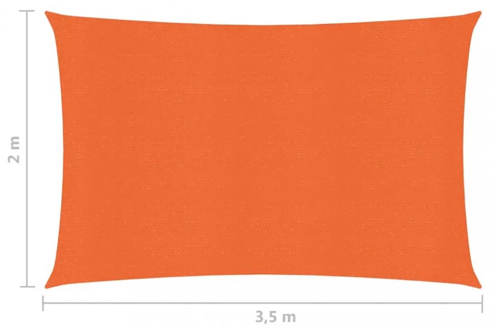 narancssárga HDPE napvitorla 160 g/m² 2 x 3,5 m