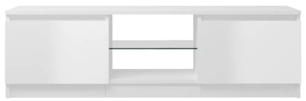 magasfényű fehér TV-szekrény LED lámpákkal 120 x 30 x 35,5 cm