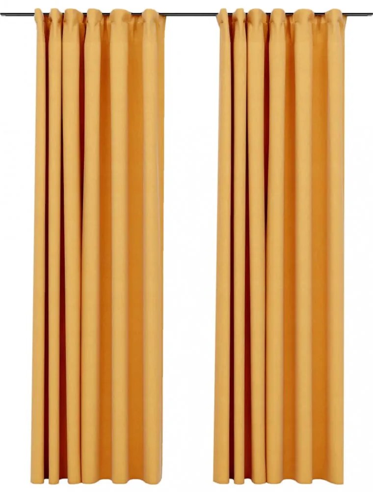 vidaXL 2 db sárga vászonhatású sötétítőfüggöny kampókkal 140 x 225 cm