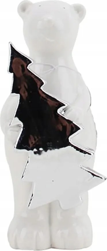 Kerámia jegesmedve dekoráció Karácsonyi dekoráció maci a karácsonyfával