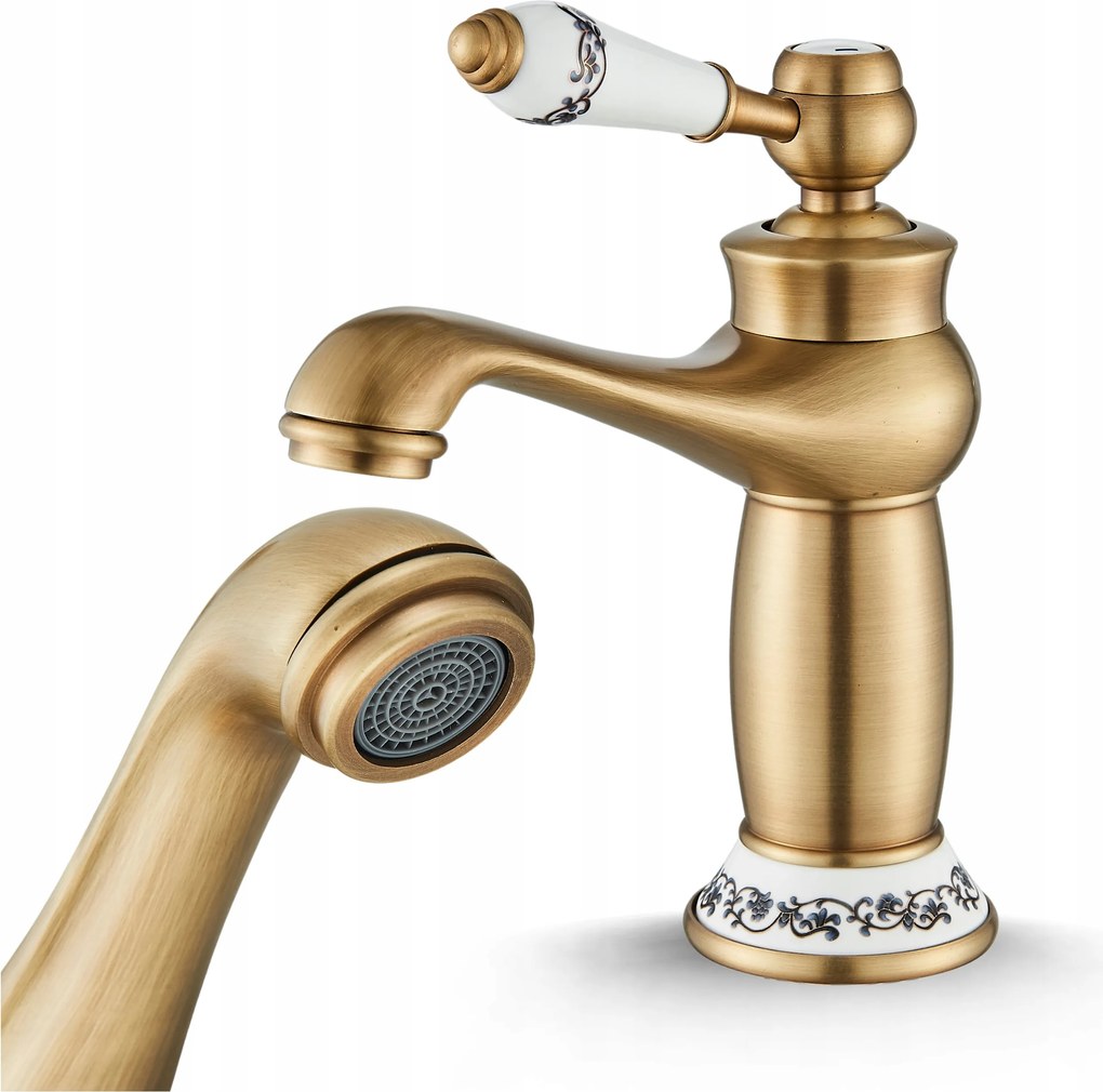 Fürdőszobai Mosdó Csaptelep Forgatható Kiömlővel, Pultra Szerelhető, Retró Stílusú, Réz