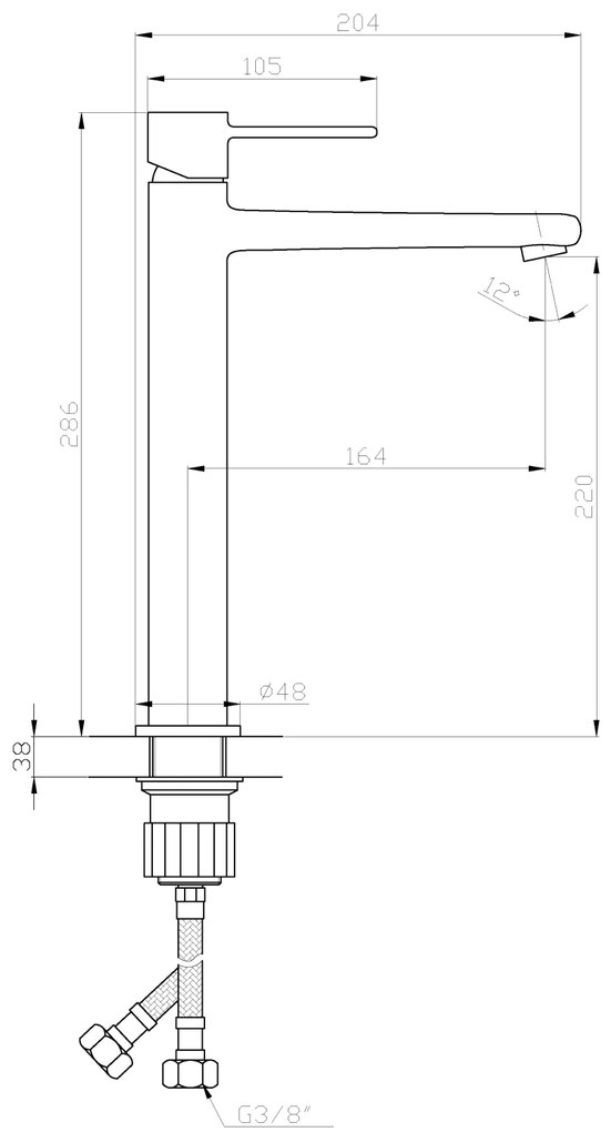 Invena Trend, magas mosdócsaptelep h-286, matt réz, INV-BU-02-W14-V