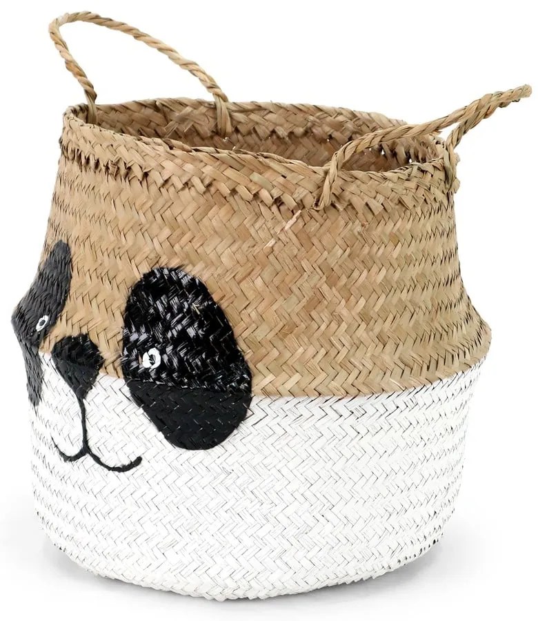 Fehér-natúr színű tengerifű játéktároló kosár ø 25x24 cm Panda – Compactor