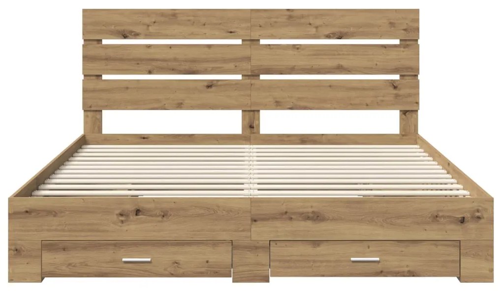 vidaXL Ágykeret fiókkal fejtámlával Artisan tölgy 180 x 200 cm Faanyag