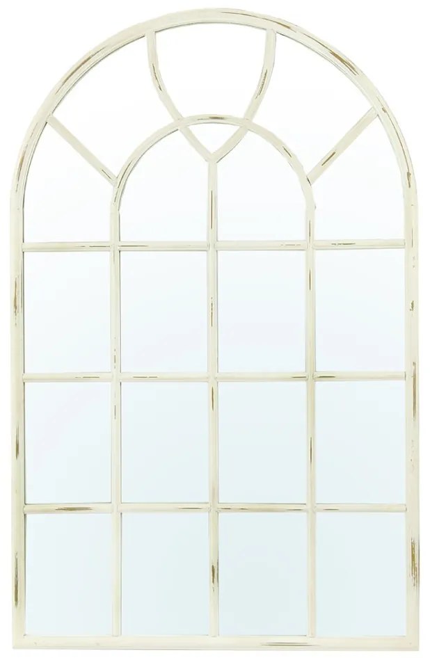 Casa Roma koptatott krémfehér boltíves fa fali tükör 119x76x3cm