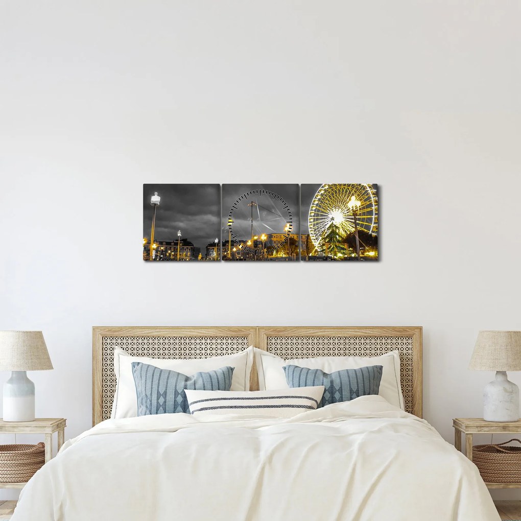 Óriáskerék a szürkületbe képe (órával) (90x30 cm)