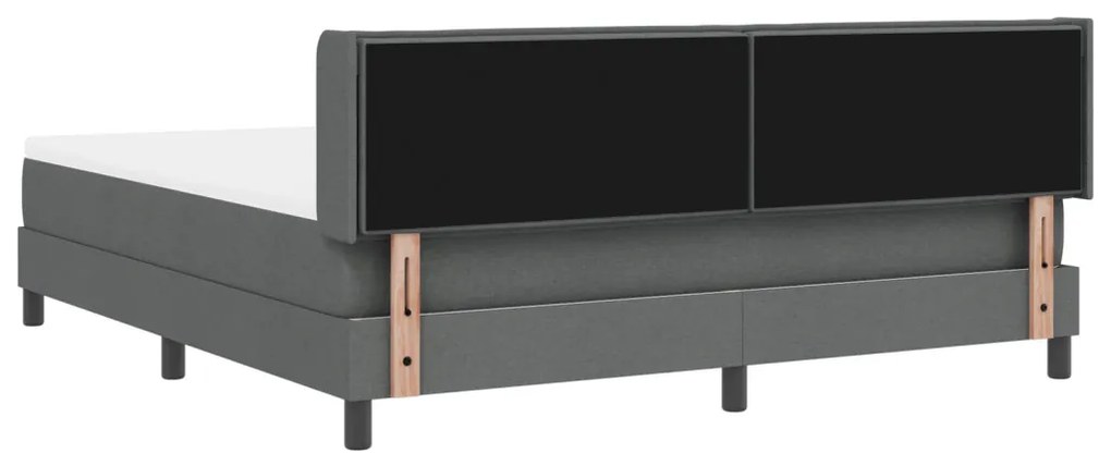 Boxspring ágy matraccal, sötétszürke, 180 x 200 cm, szövet.