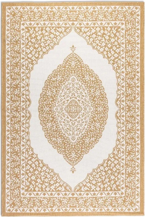 Teraszszőnyeg 200x290cm kétoldalas zsinóros, sárga krémszínű lapos szövésű