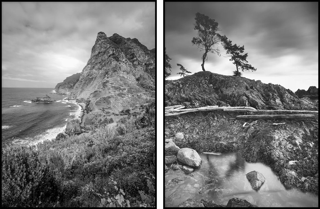 2db Poszterek fekete-fehér hegyek táj erdő 13x18