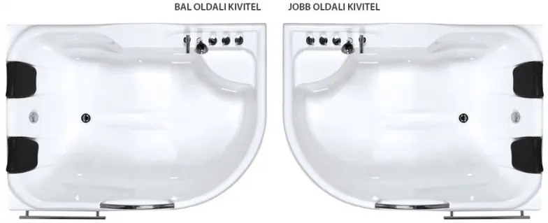 Dublo Hydro aszimmetrikus hidromasszázs kád, 180x130 cm-es méretben csaptelep nélkül