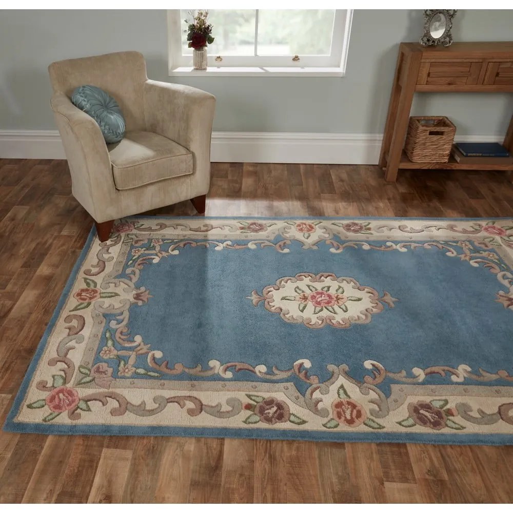 Aubusson kék gyapjú szőnyeg, 75 x 150 cm - Flair Rugs