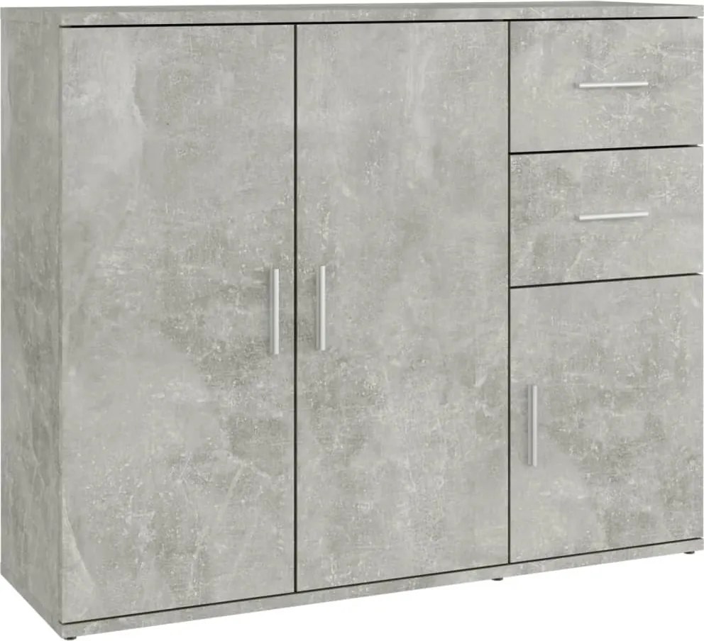 vidaXL betonszürke szerelt fa tálalószekrény 91x29,5x75 cm