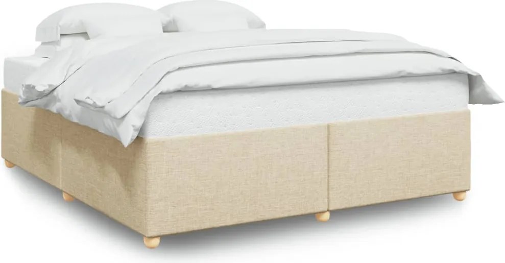 vidaXL krémszínű szövet ágykeret matrac nélkül 200 x 200 cm