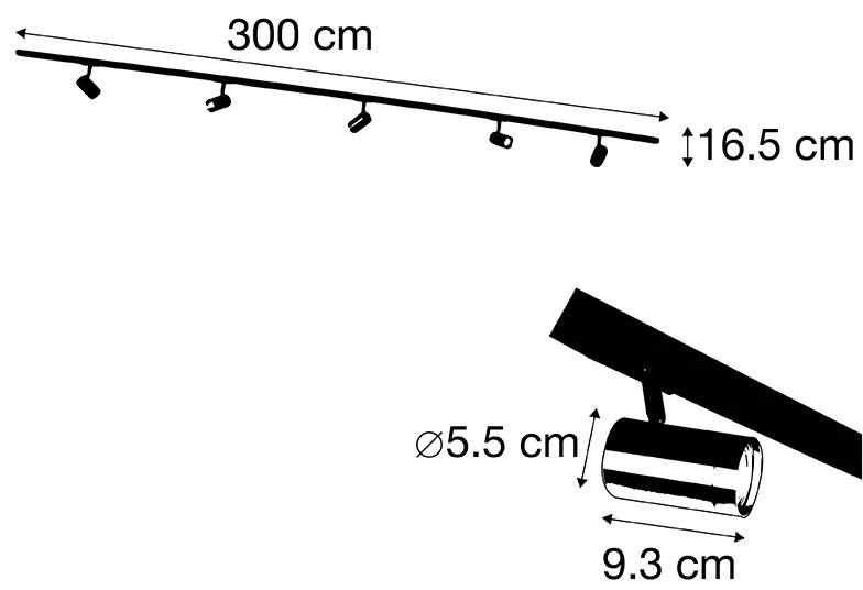 Okos sínrendszer fekete arannyal 1 fázisú 5 lámpás, beleértve a Wifi GU10-et - Jeana