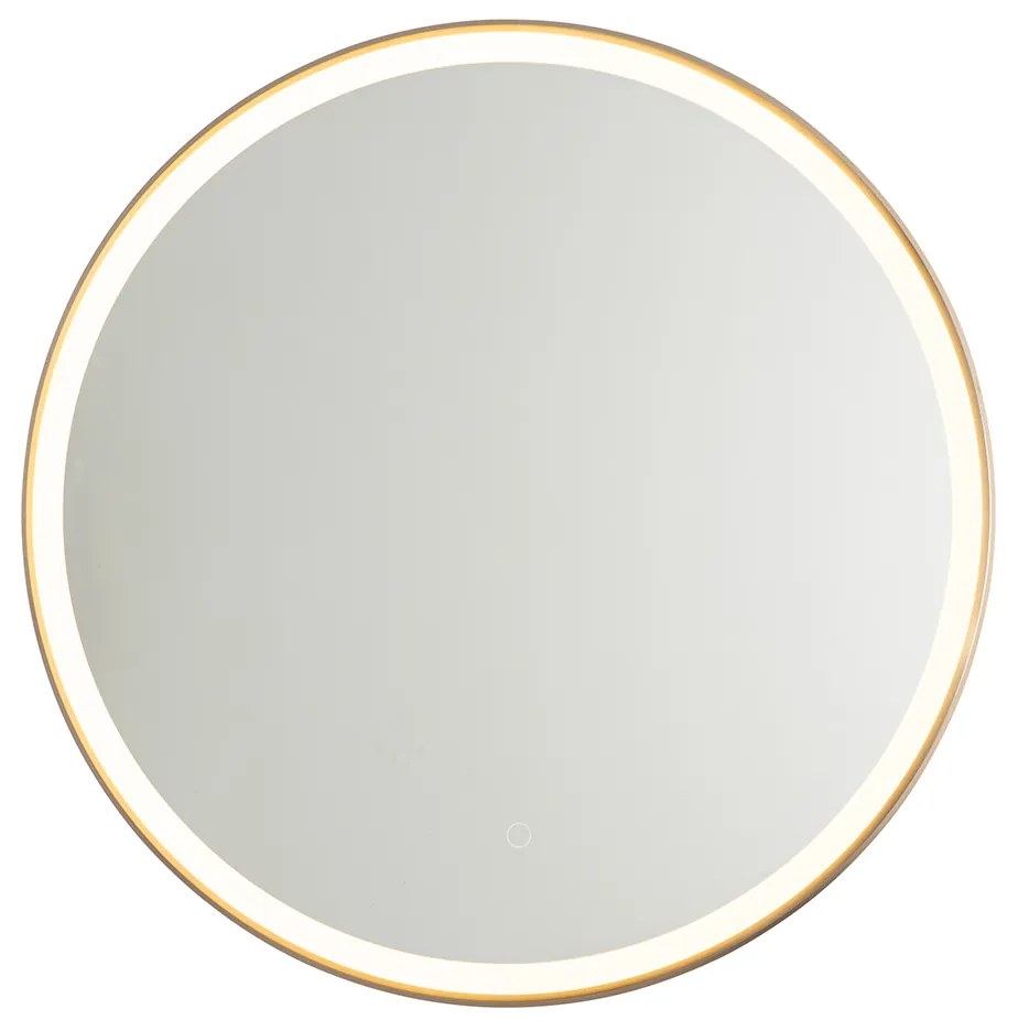 Fürdőszobai tükör rózsaszín arany 70 cm LED-del, 3 fokozatban dimmelhető, érintőgombos, kerek - Miral