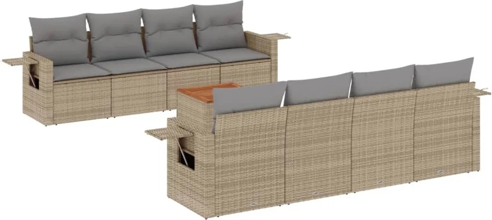 vidaXL 9 részes vegyes bézs polyrattan kerti ülőgarnitúra párnákkal
