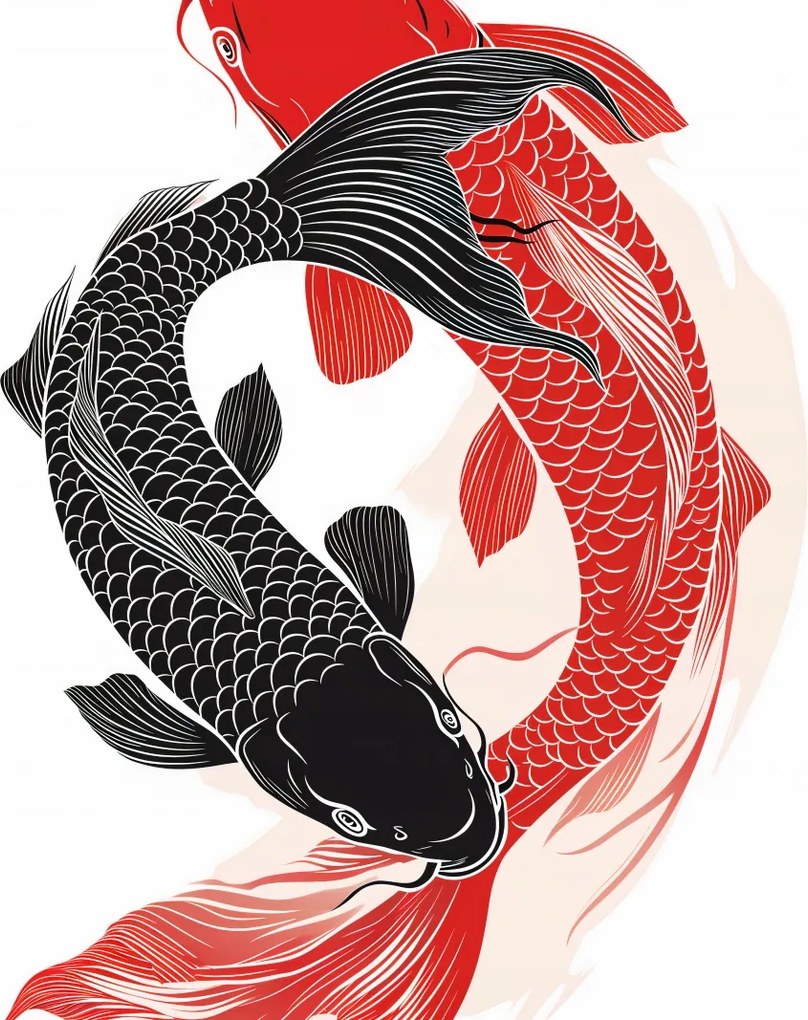 Poszter 30x30cm Yin és Yang Koi