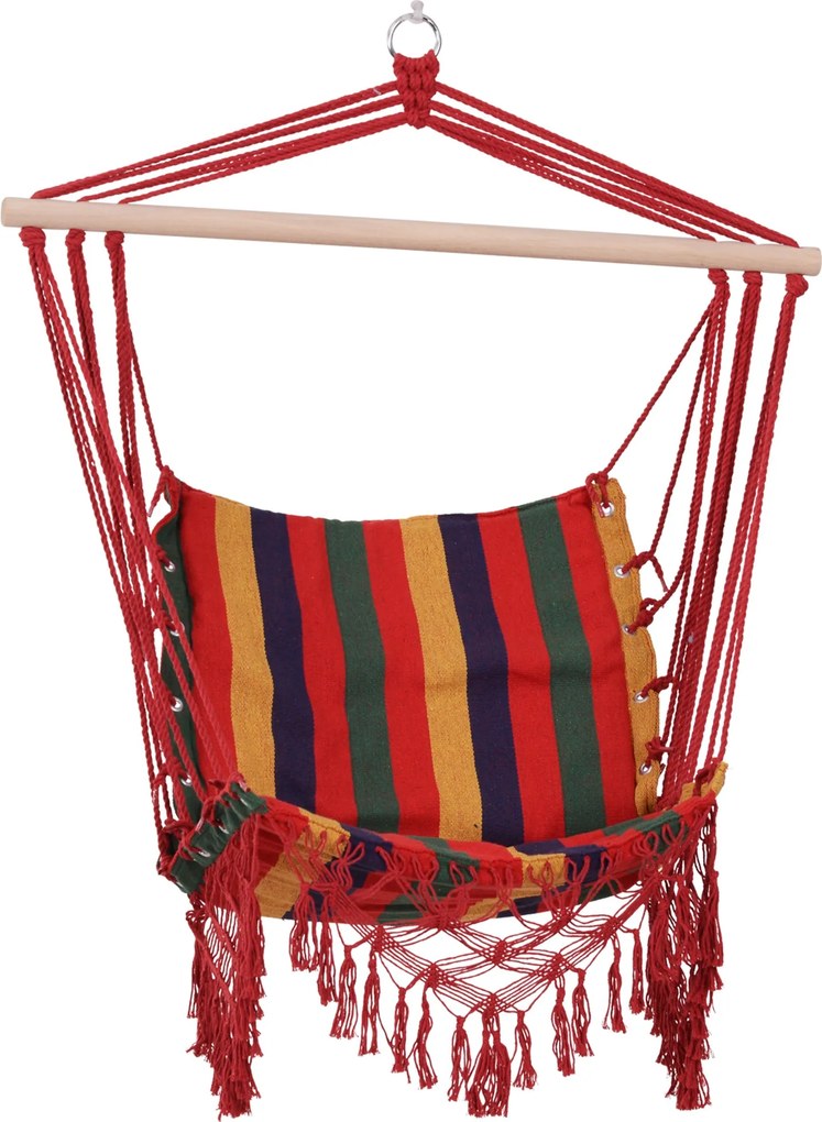 Outsunny Függő HintaSzék Pamut-Poliészter Keverékben, 100 kg Terhelhetőség, Beltéri és Kültéri Teraszra 100x60x100 cm, Több színű | Aosom