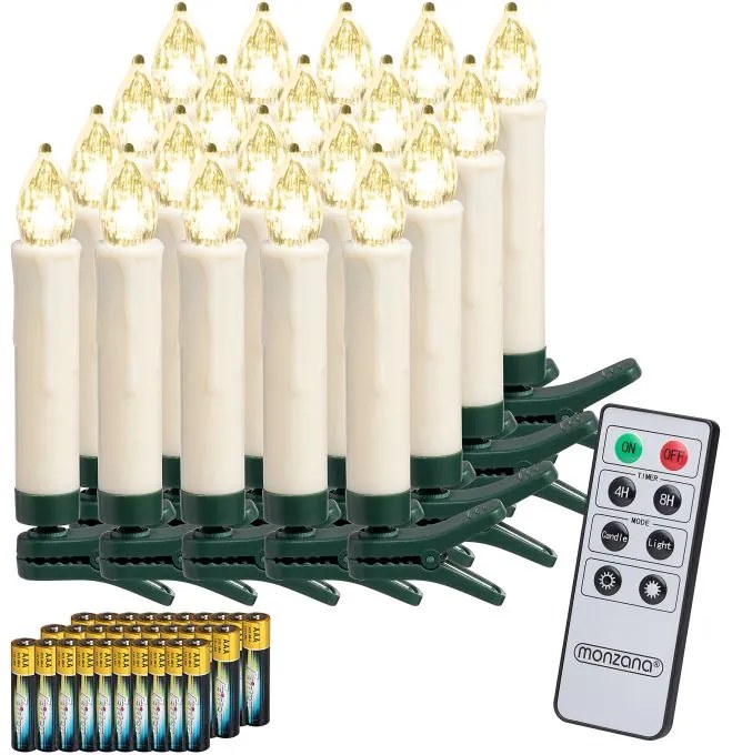 Monzana CANDLE gyertyák karácsonyfára, 20db, 10,5cm, meleg fehér