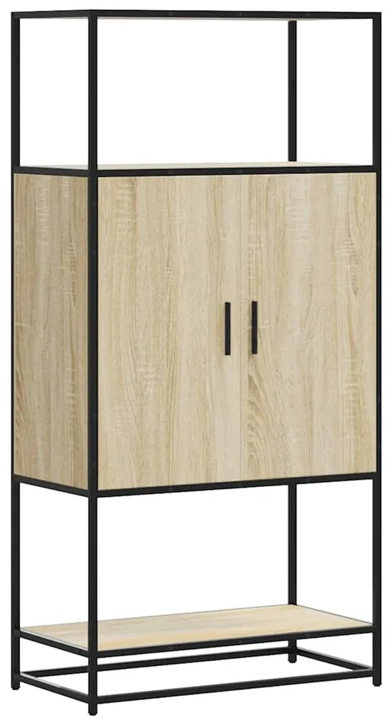 Highboard sonoma tölgy 68x35x139 cm gépelt fa és fém