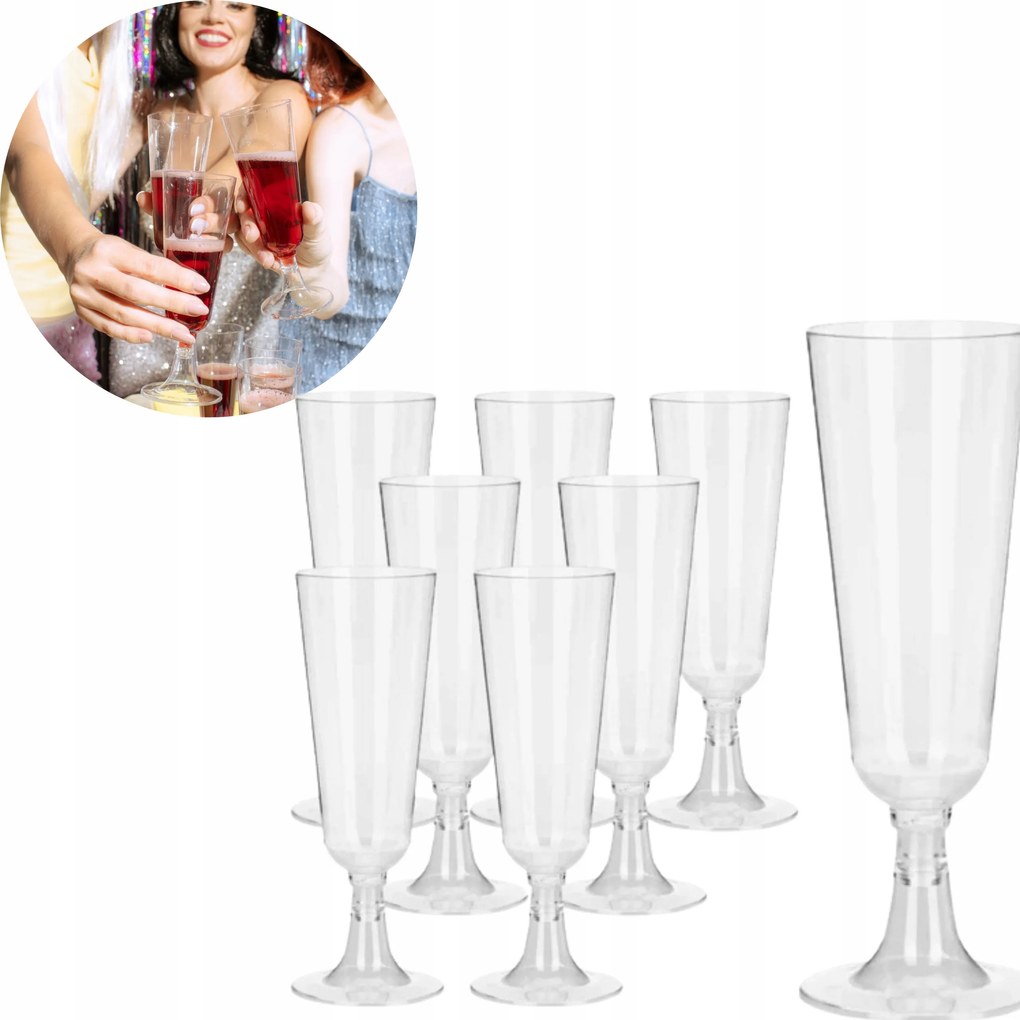 Pezsgős Poharak 150ml Műanyag 8 db Party Deco
